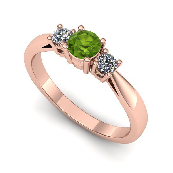 Inel din aur roz cu peridot