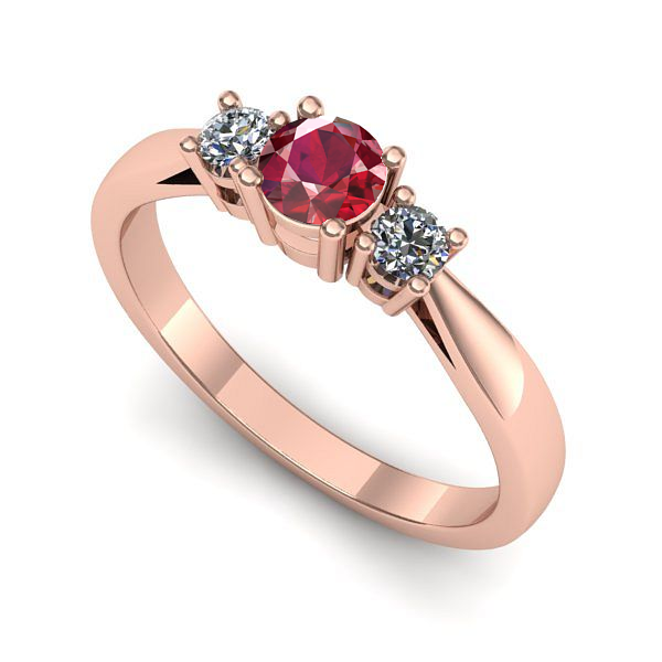 Inel de logodna din aur roz cu rubin