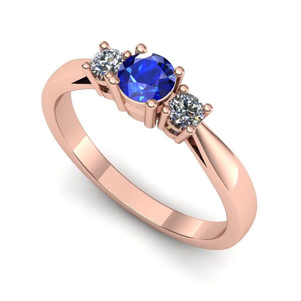 Inel de logodna din aur roz cu safir