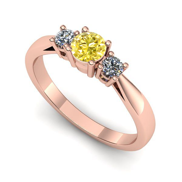 Inel logodna din aur roz cu safir galben