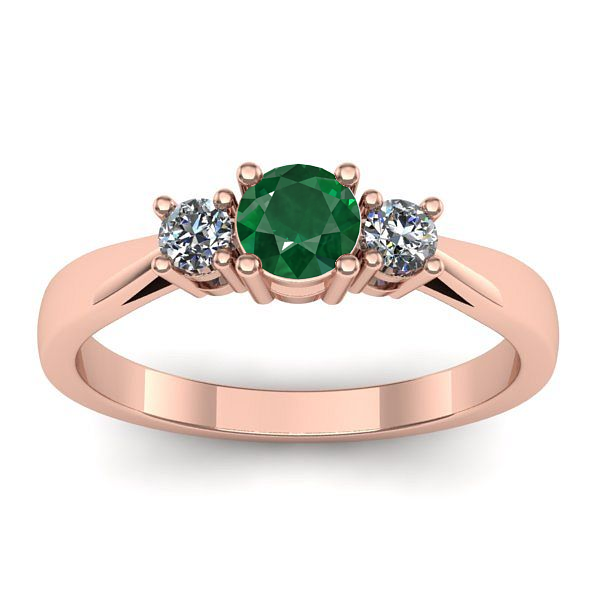 Inel logodna cu smarald rotund