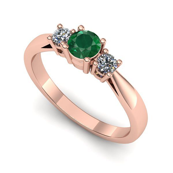 Inel de logodna din aur roz cu smarald