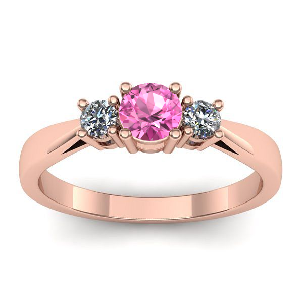 Inel de logodna cu safir roz rotund