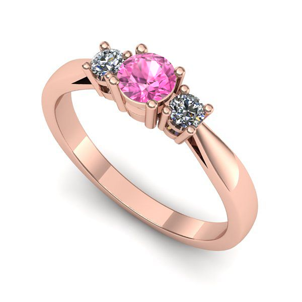 Inel din aur roz cu safir roz