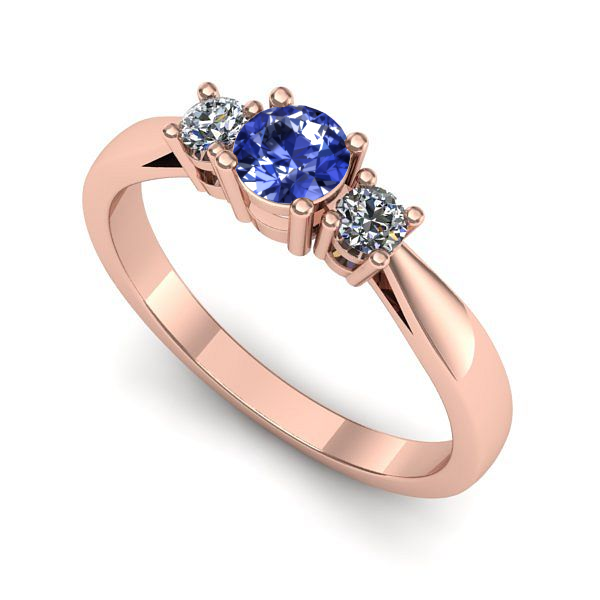 Inel din aur roz cu tanzanit