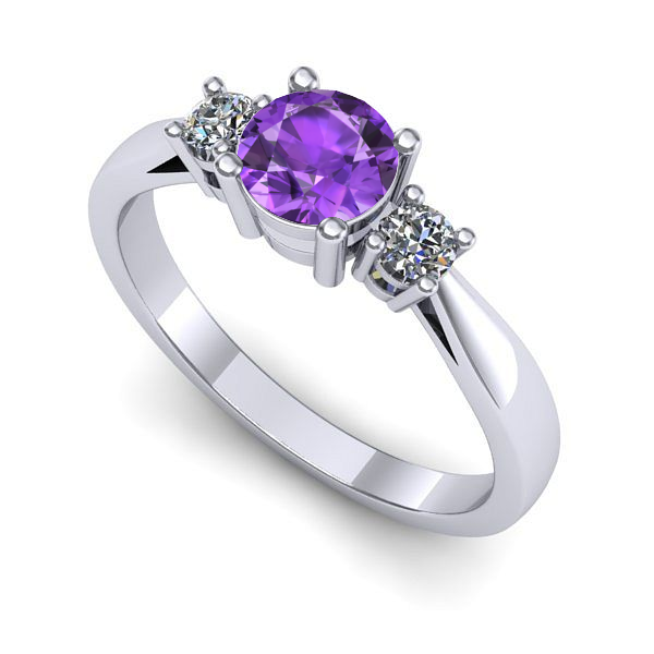 Inel din aur alb cu ametist