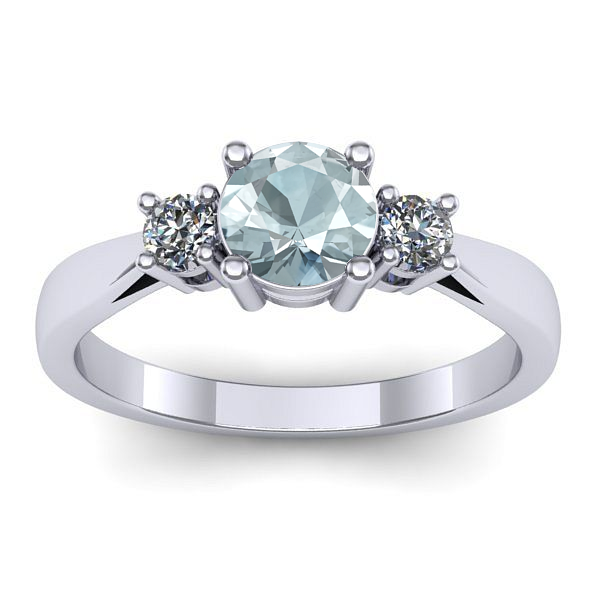 Inel logodna cu aquamarin rotund