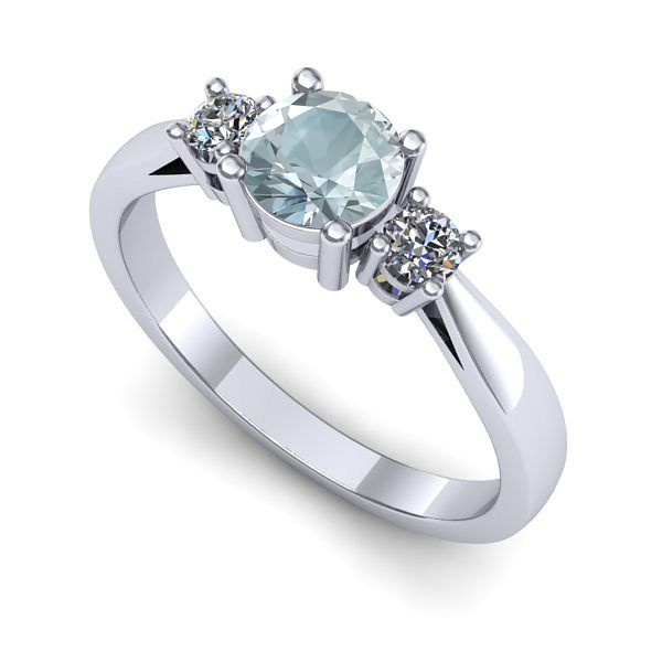 Inel din aur alb cu aquamarin