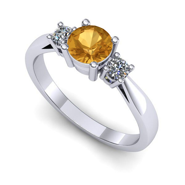 Inel din aur alb cu citrin