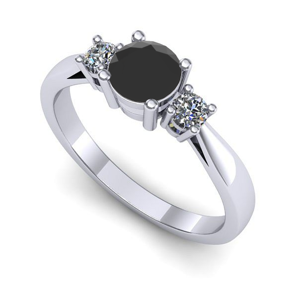 Inel din aur alb cu diamant negru