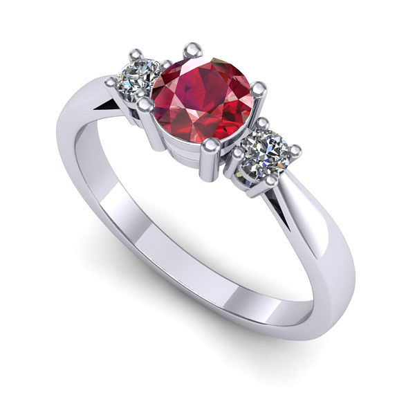 Inel de logodna din aur alb cu rubin