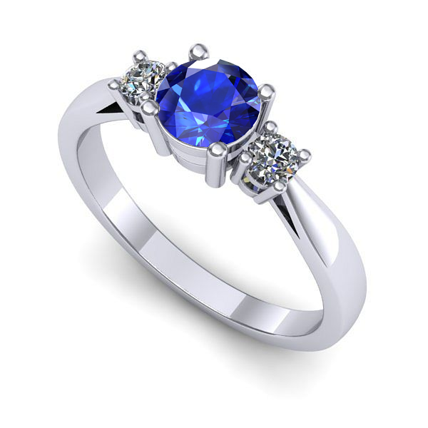 Inel logodna din aur alb cu safir