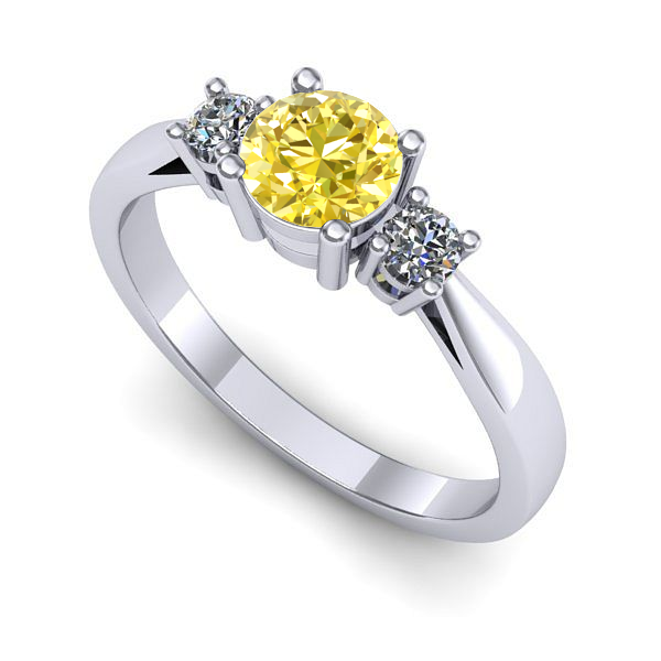 Inel logodna din aur alb cu safir galben