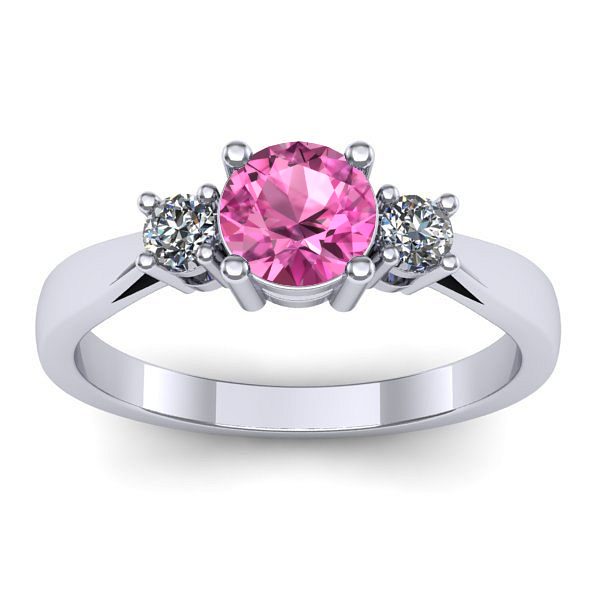 Inel logodna cu safir roz rotund
