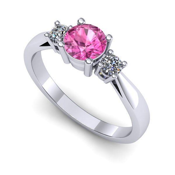 Inel din aur alb cu safir roz