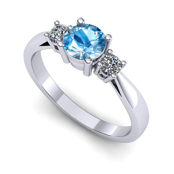 Inel de logodna din aur alb cu topaz blue