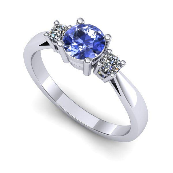 Inel logodna din aur alb cu tanzanit