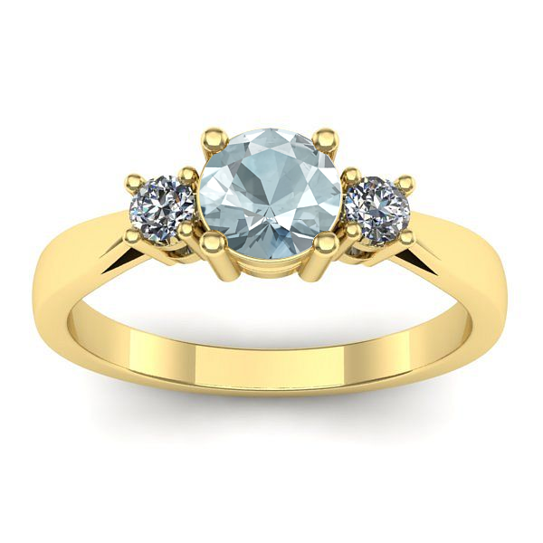 Inel logodna cu aquamarin rotund