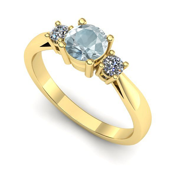 Inel logodna din aur galben cu aquamarin