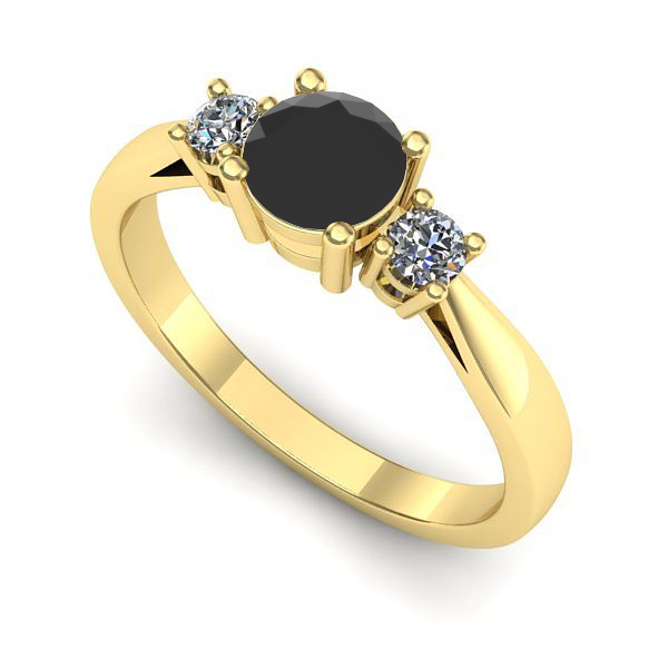 Inel logodna din aur galben cu diamant negru