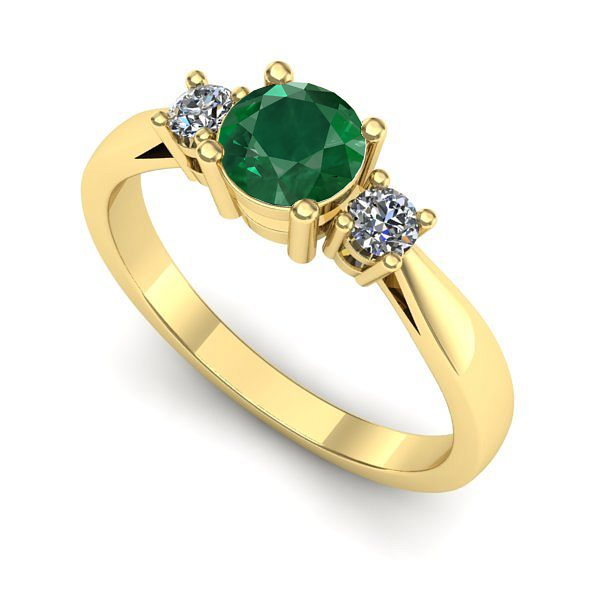Inel logodna din aur galben cu smarald
