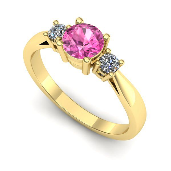 Inel din aur galben cu safir roz