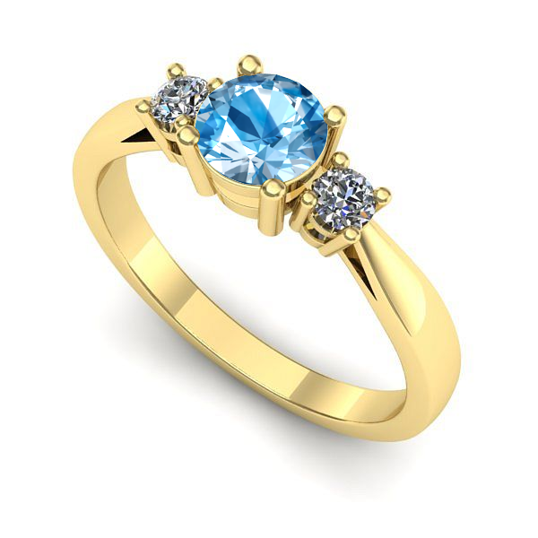 Inel logodna din aur galben cu topaz blue