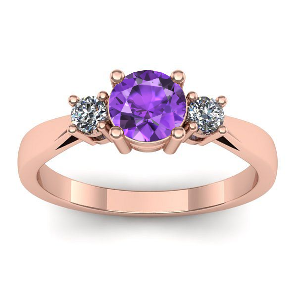 Inel logodna cu ametist rotund