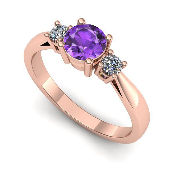 Inel logodna din aur roz cu ametist