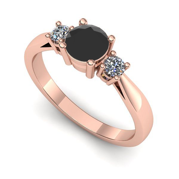 Inel logodna din aur roz cu diamant negru