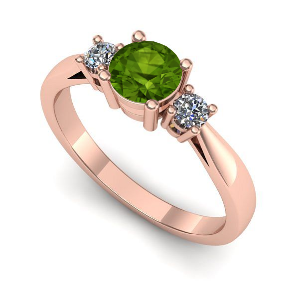 Inel din aur roz cu peridot