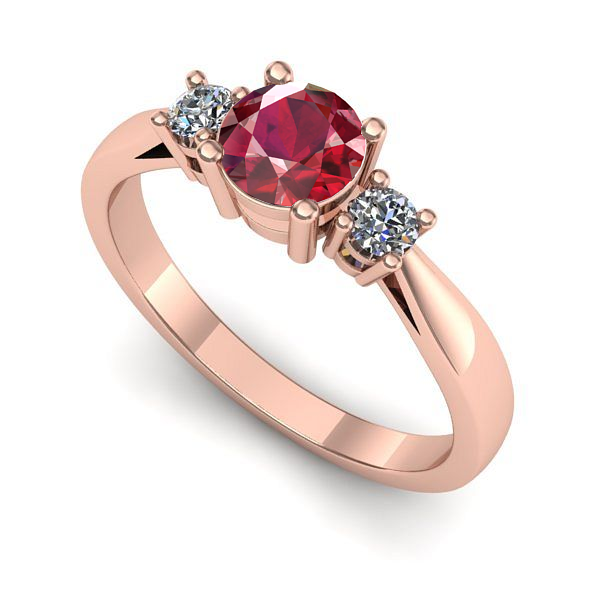Inel de logodna din aur roz cu rubin
