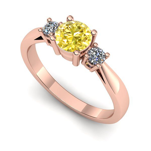 Inel logodna din aur roz cu safir galben
