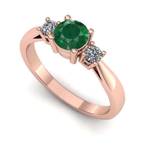 Inel din aur roz cu smarald