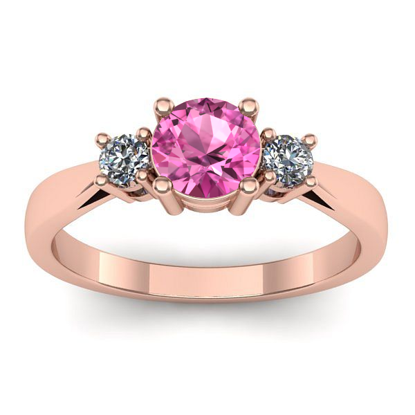 Inel de logodna cu safir roz rotund