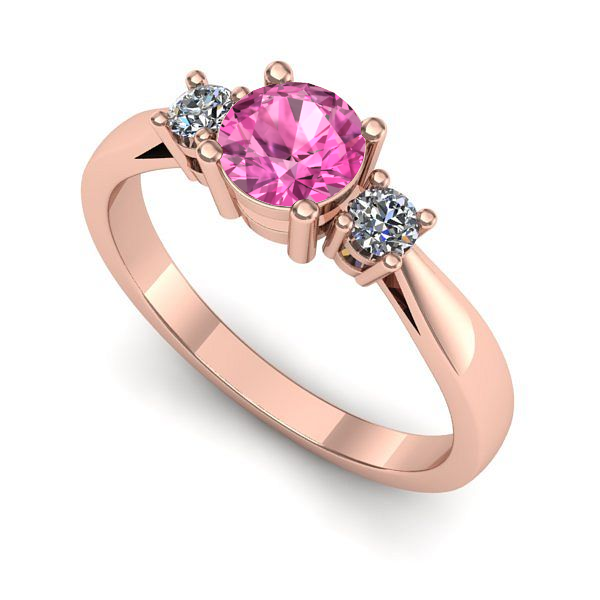 Inel logodna din aur roz cu safir roz
