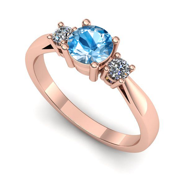 Inel din aur roz cu topaz blue