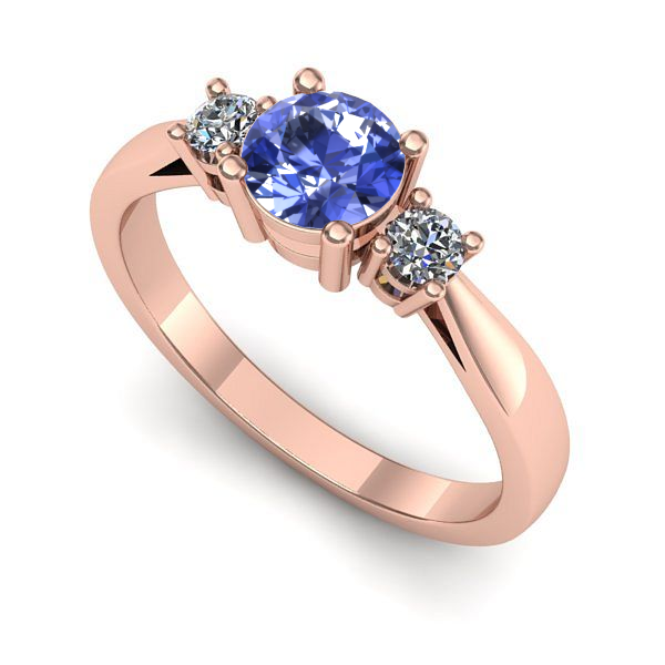 Inel de logodna din aur roz cu tanzanit