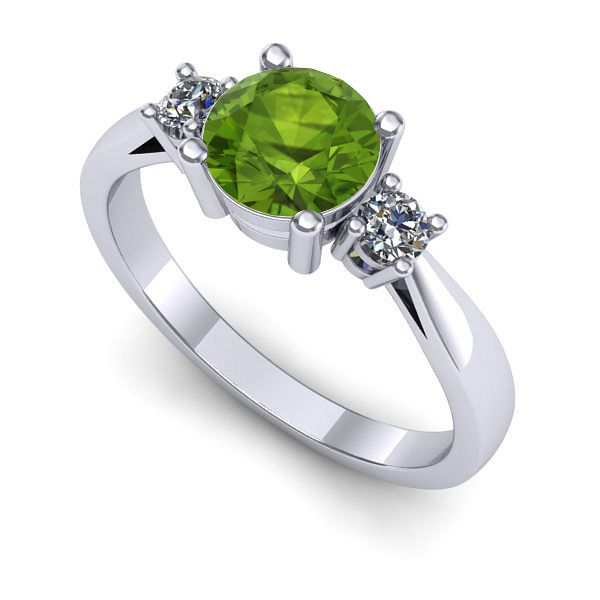 Inel logodna din aur alb cu peridot