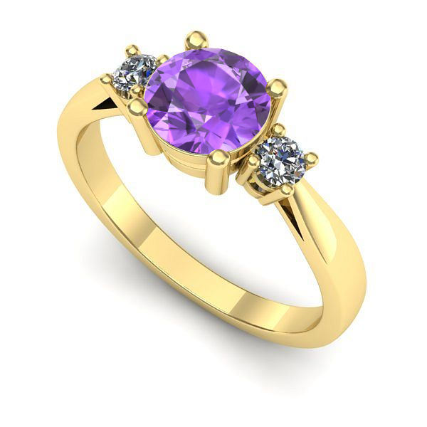 Inel logodna din aur galben cu ametist