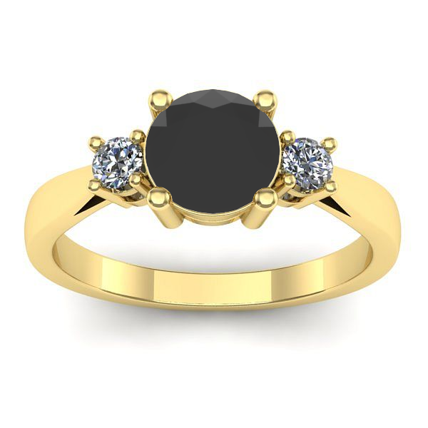 Inel de logodna cu diamant negru rotund