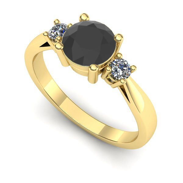 Inel de logodna din aur galben cu diamant negru