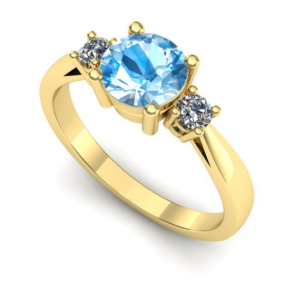 Inel din aur galben cu topaz blue