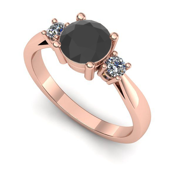 Inel de logodna din aur roz cu diamant negru