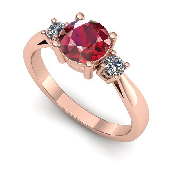Inel din aur roz cu rubin