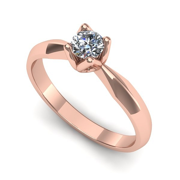 Inel logodna din aur roz cu diamant