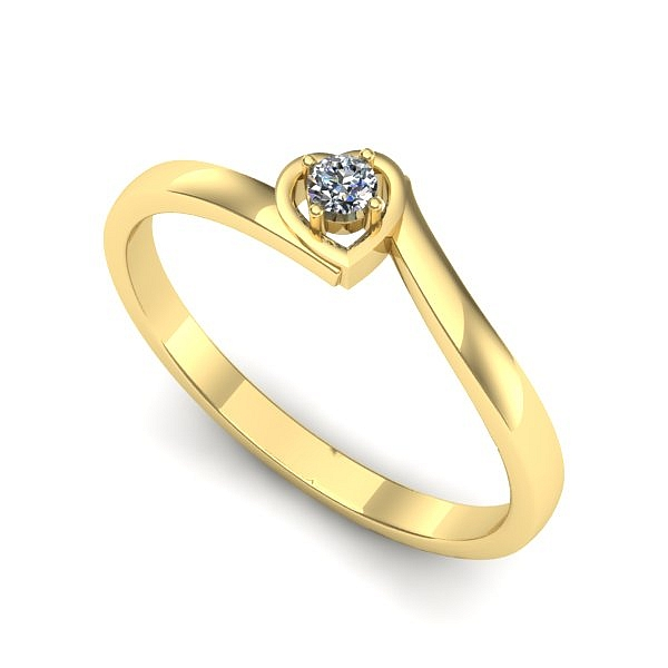 Inel logodna din aur galben cu diamant