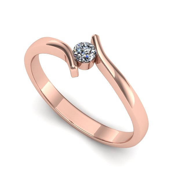 Inel din aur roz cu diamant