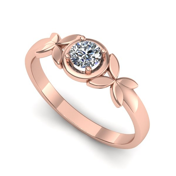 Inel logodna din aur roz cu diamant
