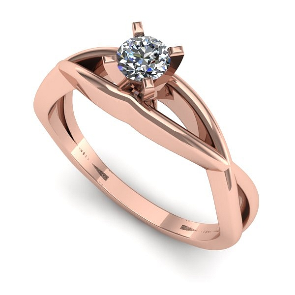 Inel de logodna din aur roz cu diamant